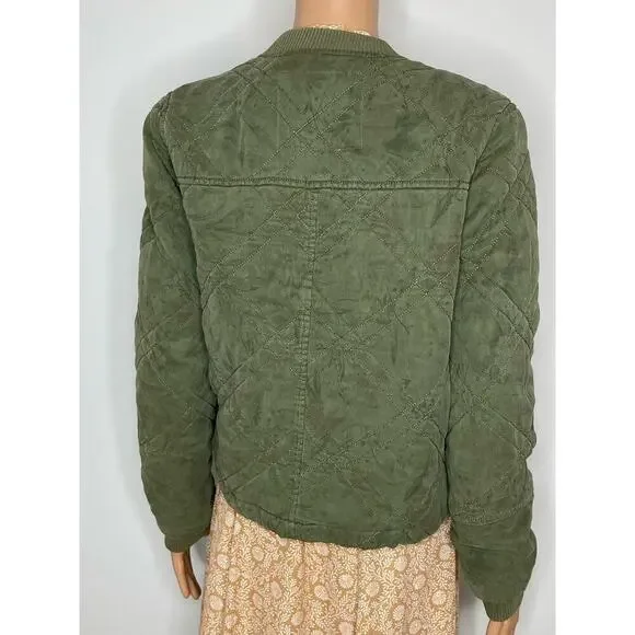 Anthropologie Quilted Bomber Jacket  size XS olive green worn on TV - Picture 5 of 11